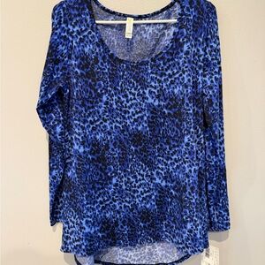 NWT LuLaRoe Lynnae Size Large Purple and Black Animal Cheetah Print Long Sleeve
